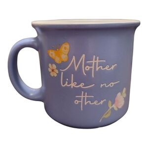Ceramic Blue Mug with Floral/Butterfly Design inside! Double Sided. Microwave ok